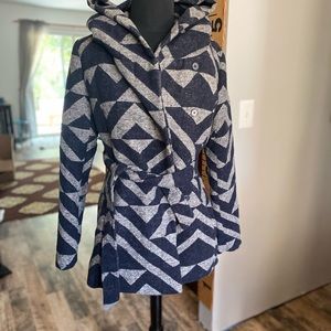 Tie waist wool winter coat